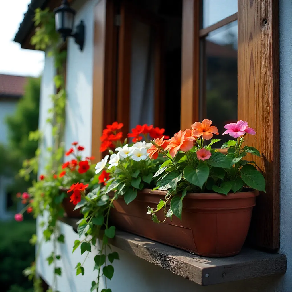 Vertical garden wall with cool coloured perennial plants