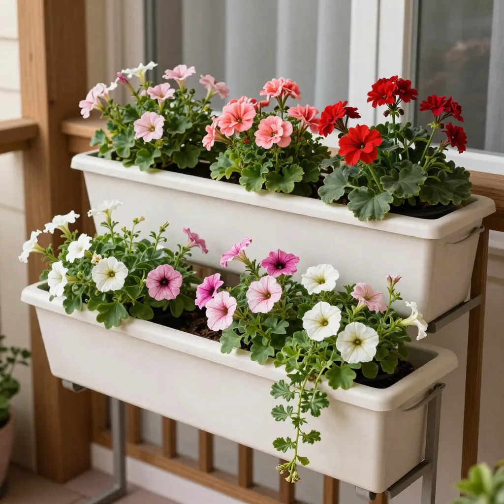 Vertical garden with cool coloured annual plants