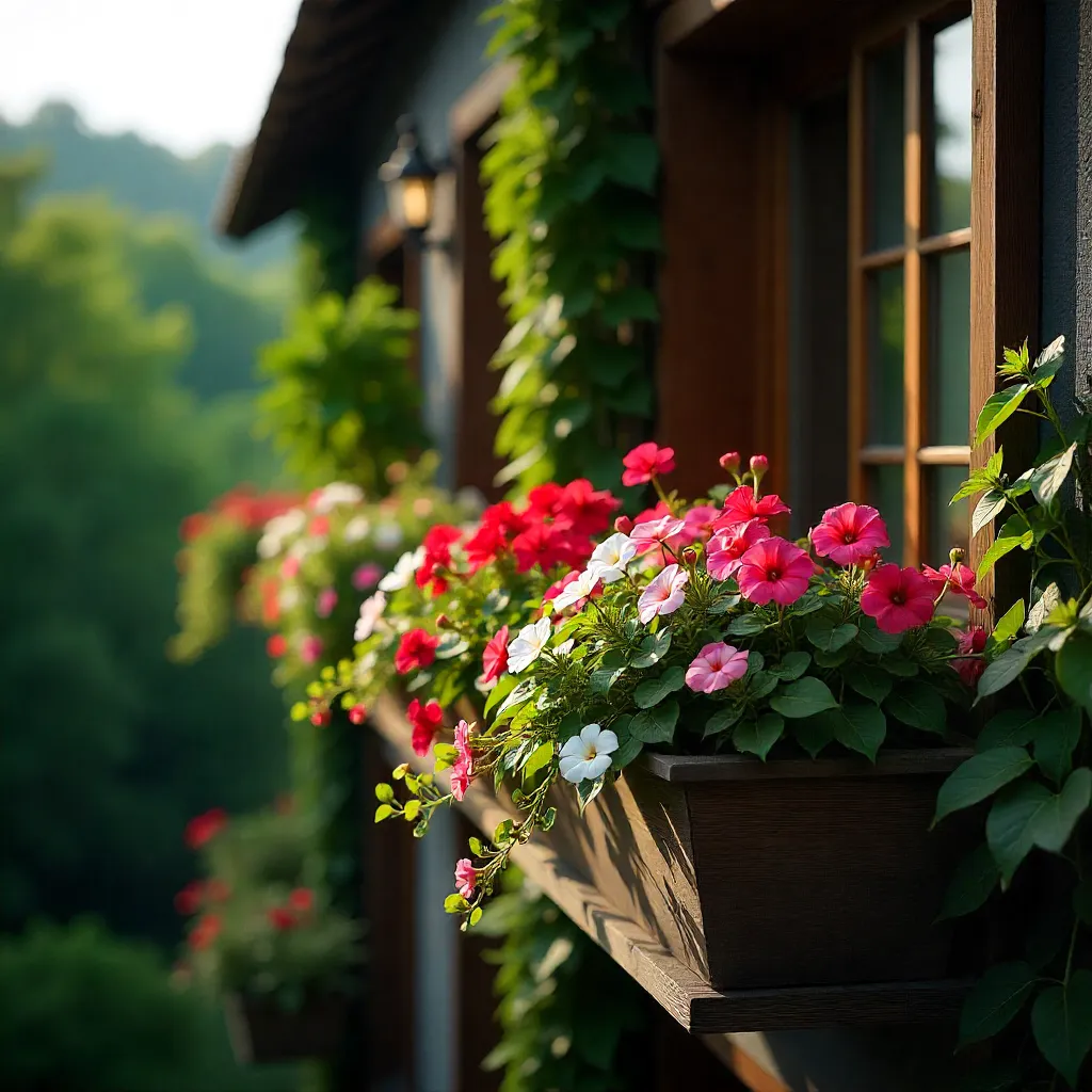 Small balcony featuring cool coloured perennial plants