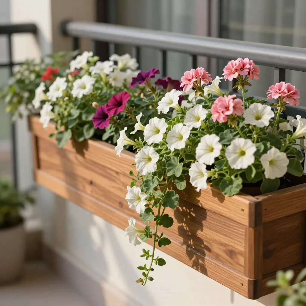Vertical garden installation with warm coloured annual plants