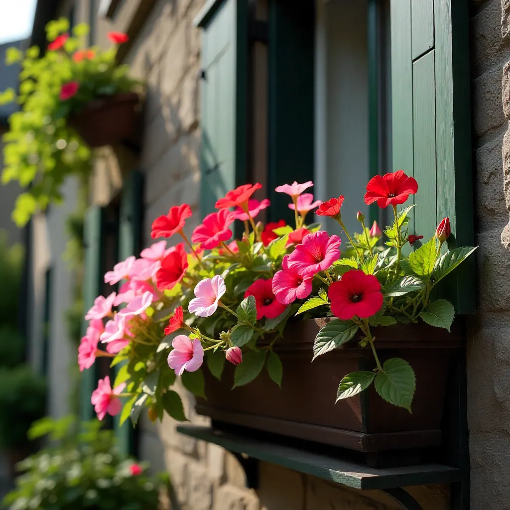Vertical garden wall with mixed annual plants